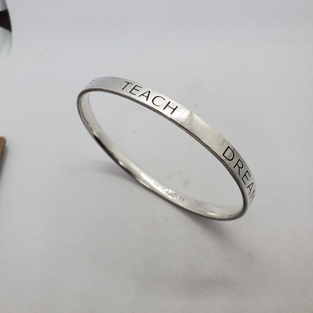 Sterling Silver Bangle Bracelet "Teach, Create, Inspire, Motivate, Dream"